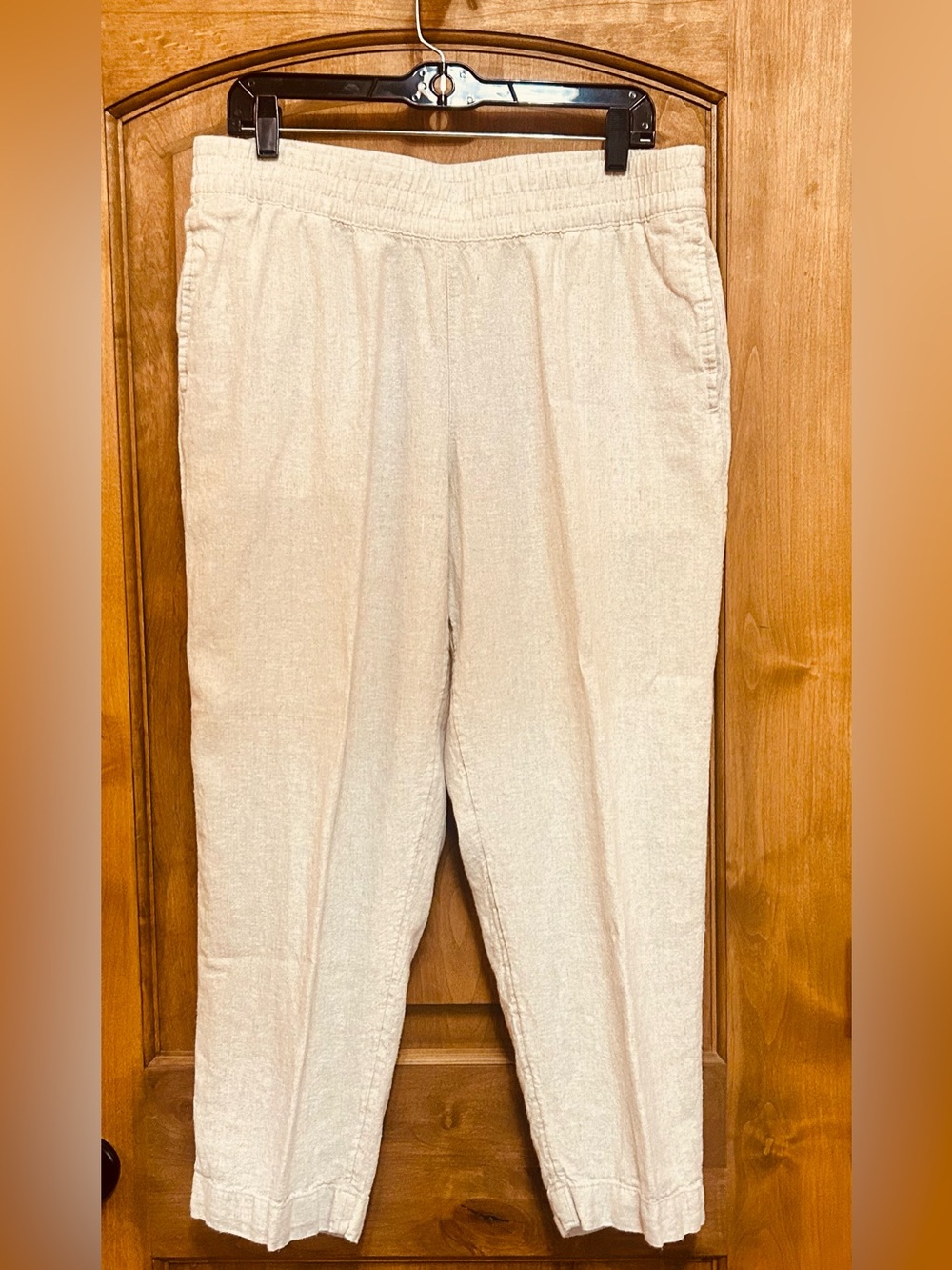 Old Navy High Rise Straight Leg Linen pant, beige, size L
